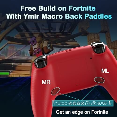 Roter Controller mit Makro-Rückentasten für Fortnite.