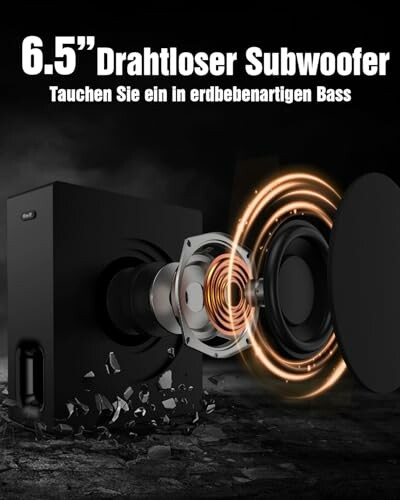 6,5 Zoll drahtloser Subwoofer mit Explosionsdarstellung