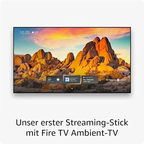 Fernseher mit Landschaftsbild und Benutzeroberfläche