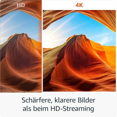 Vergleich von HD und 4K Bildqualität in einer Sandsteinschlucht.