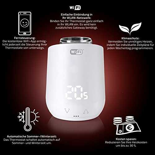 Smartes Thermostat mit WLAN und Energiesparfunktionen.