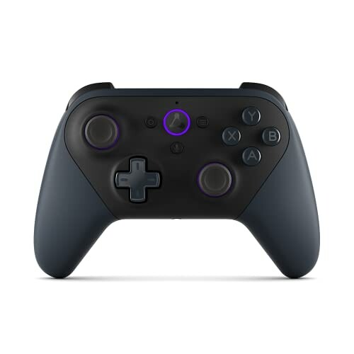 Schwarzer drahtloser Gaming-Controller mit violetten Akzenten.
